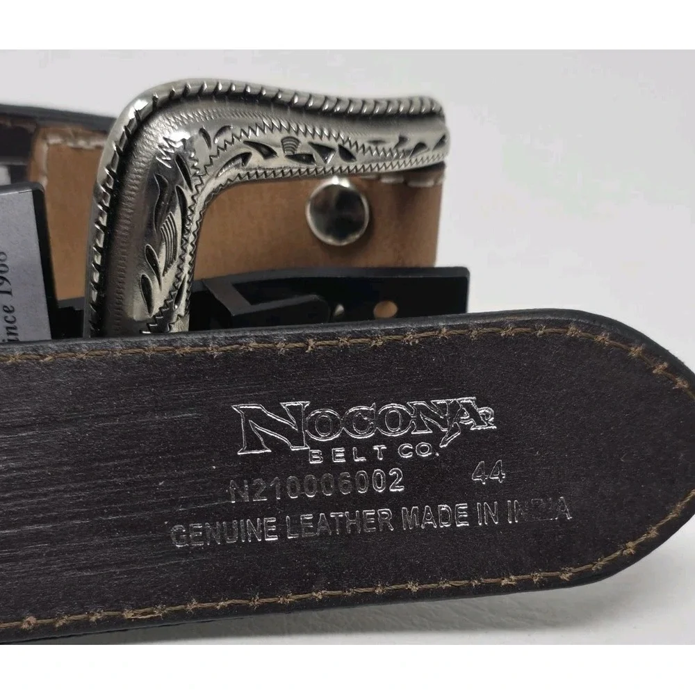Nocona Mens Size 44 Western Genuine Leather Brown Floral-tooled Belt New